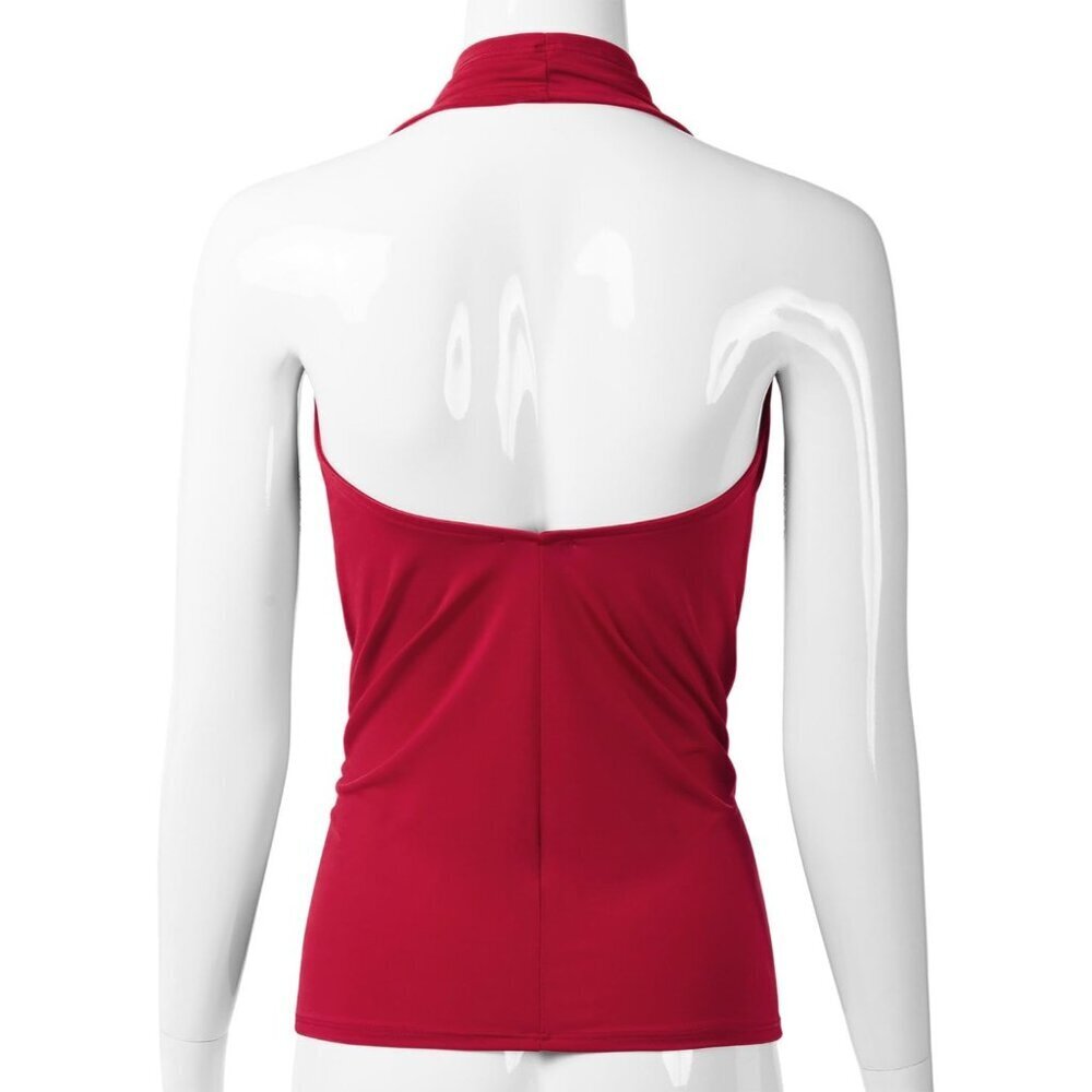 Women's Sleeveless Stretchy Halter Neck Backless Crop Top Plus Size - Picture 3 of 4